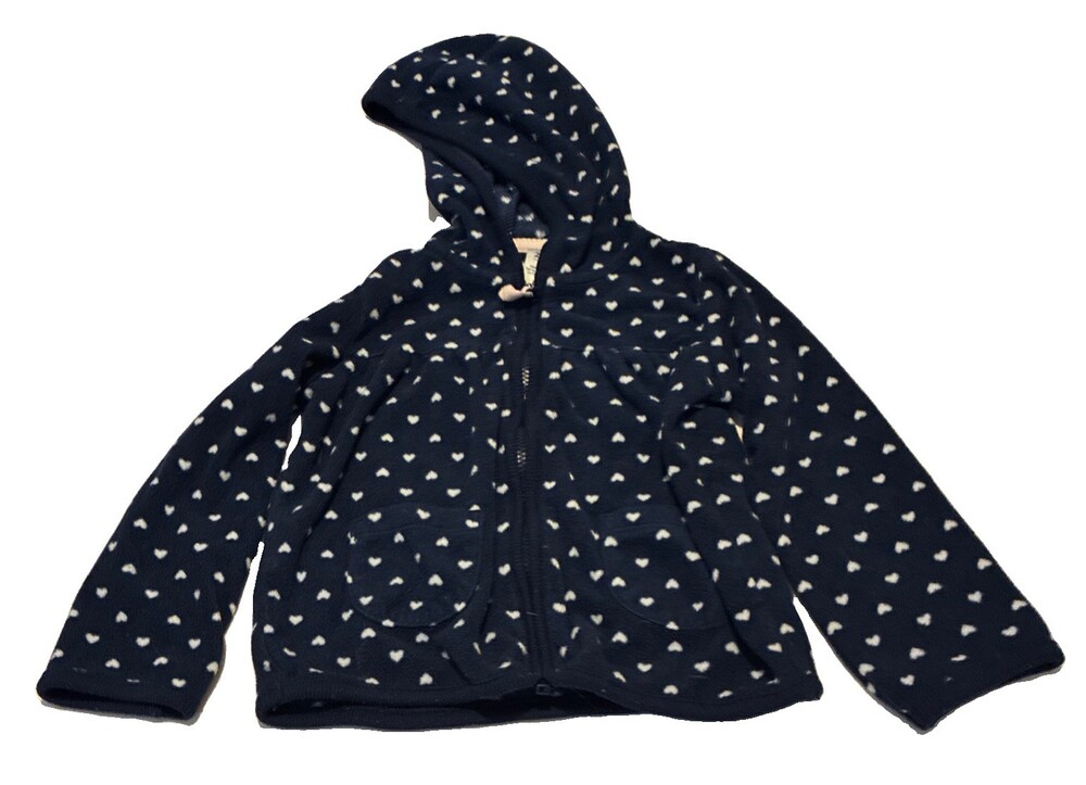Carter's Little Girls 24M long Sleeve Blue White Heart Light Hooded seeater